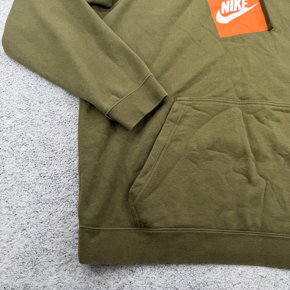 Nike Hoodie Mens Extra Large XL Olive Green Box Logo Center Swoosh Sweatshirt - Picture 3 of 14